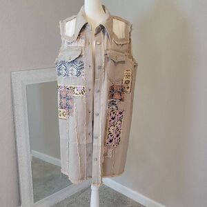 POL PATCHWORK DENIM VEST Size S